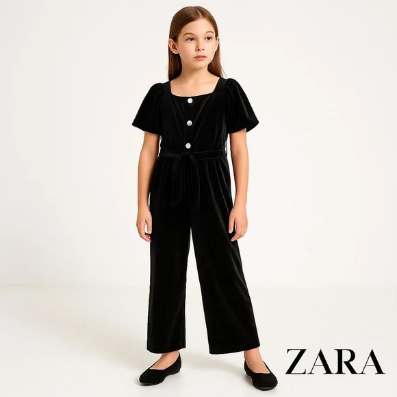 ZARA Kids | Black | VELVET JUMPSUIT - Picture 5 of 5